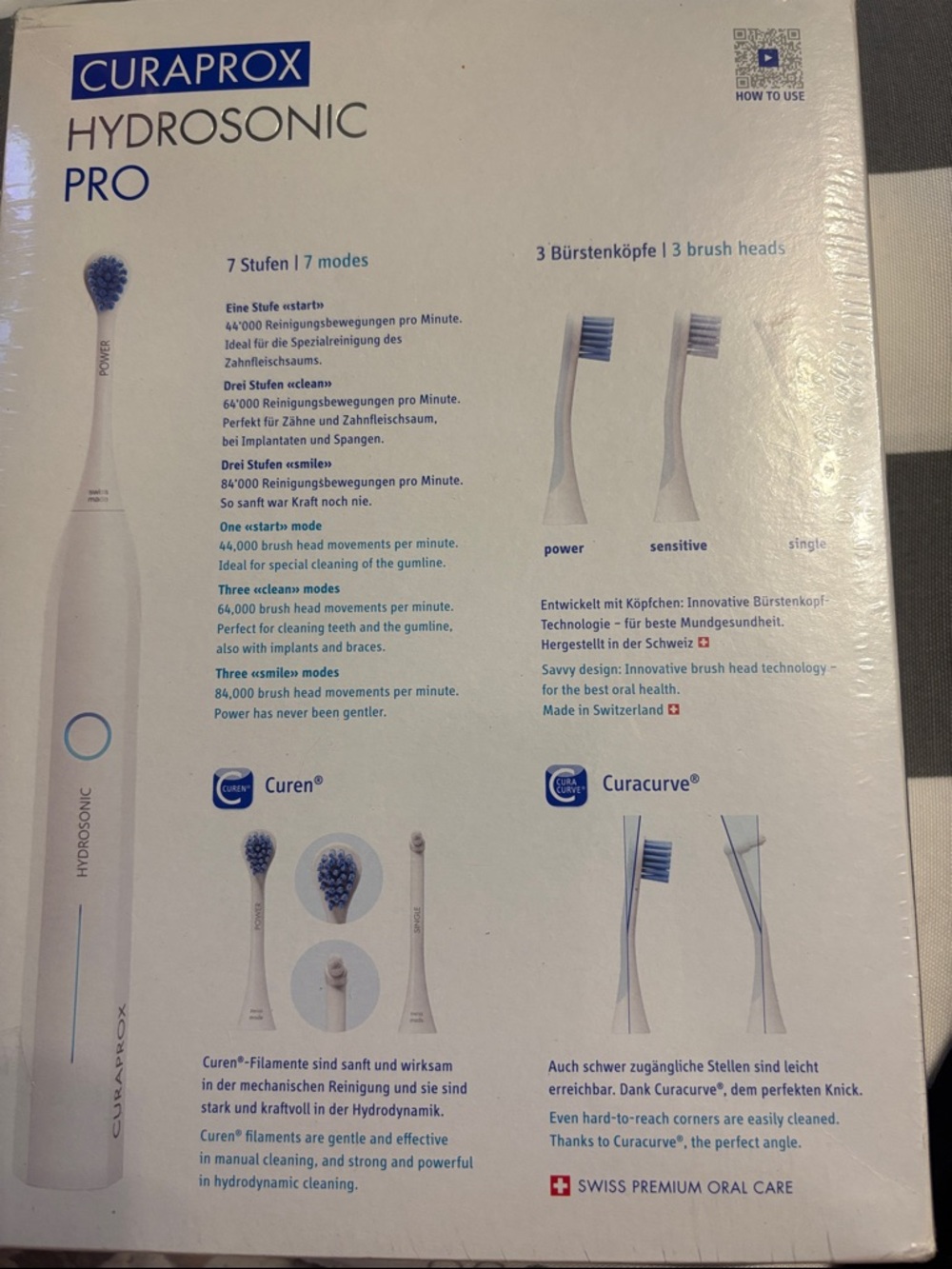 Curaprox Hydrosonic Pro Electric Toothbrush - White with Blue Accents - Picture 2 of 2